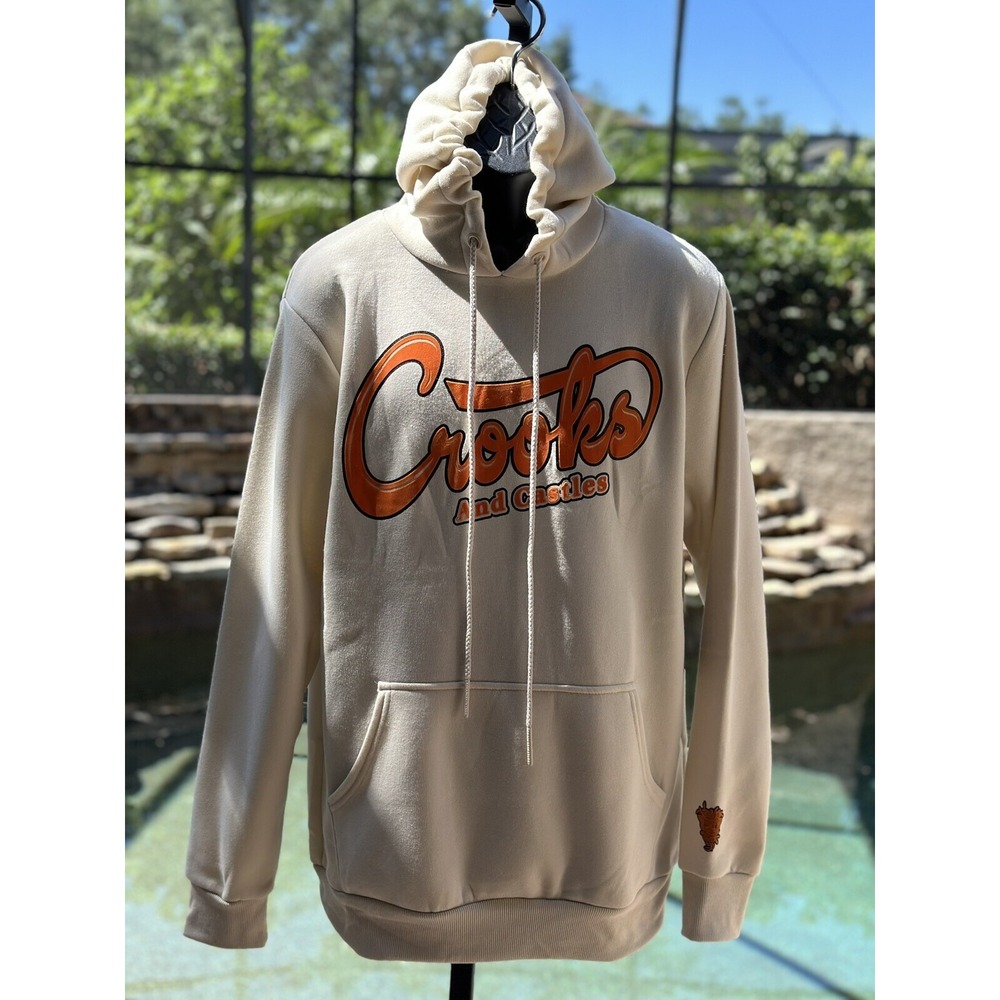 Crooks & Castles Can't Stop Hoodie Men's L Beige Pullover Sweatshirt NWT